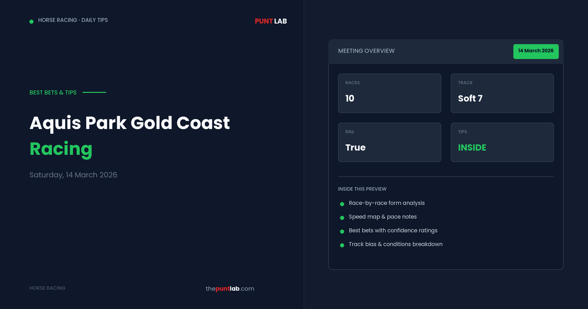 PuntLab Aquis Park Gold Coast racing tips and best bets — Aquis Park Gold Coast form guide Saturday, 14 March 2026