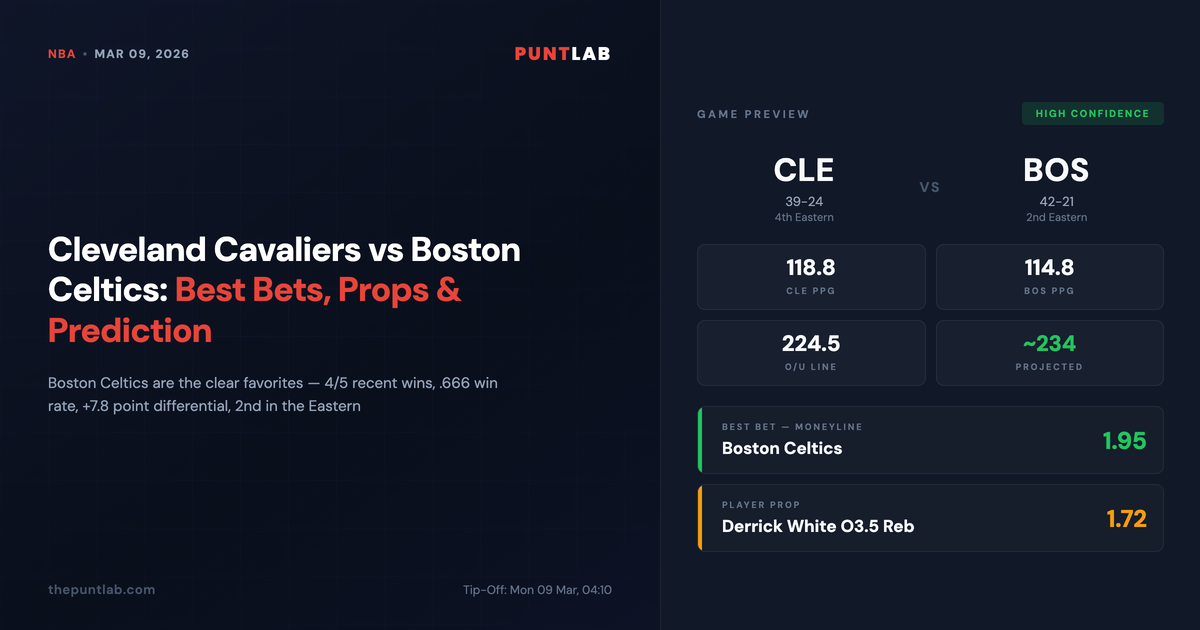 PuntLab NBA preview – Cleveland Cavaliers vs Boston Celtics betting tips, odds and player props