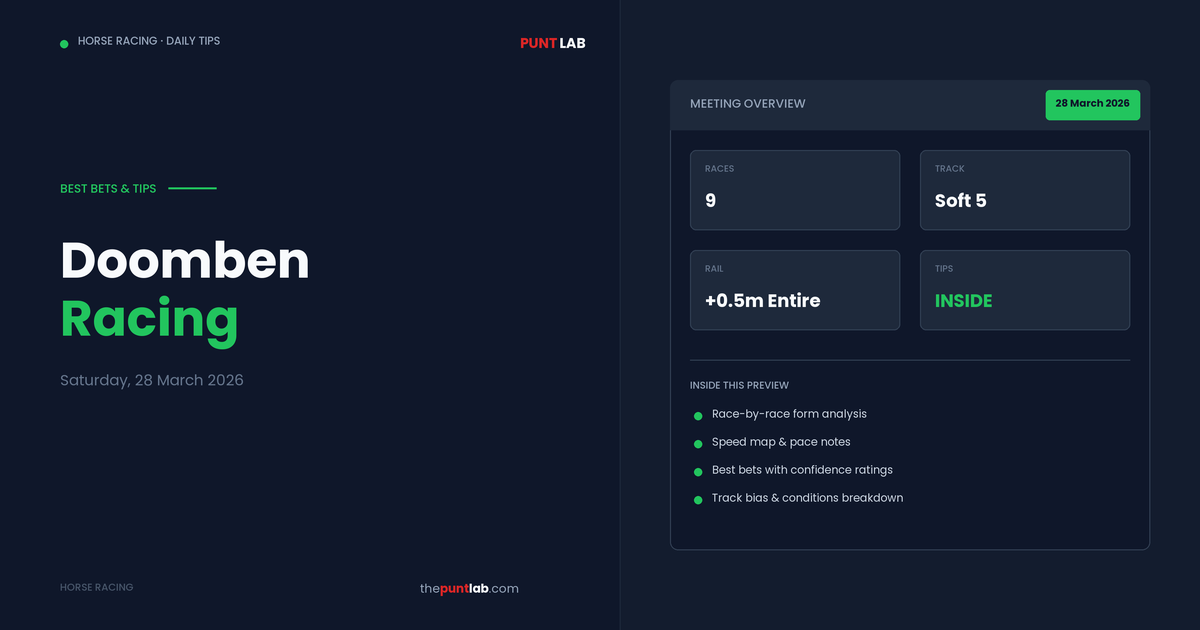 PuntLab Doomben racing tips and best bets — Doomben form guide Saturday, 28 March 2026