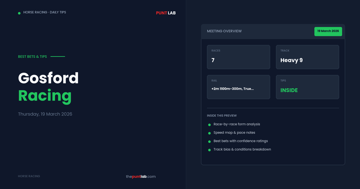 PuntLab Gosford racing tips and best bets — Gosford form guide Thursday, 19 March 2026