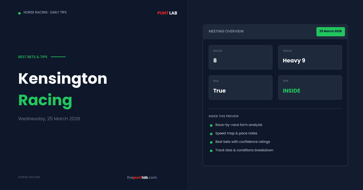 PuntLab Kensington racing tips and best bets — Kensington form guide Wednesday, 25 March 2026