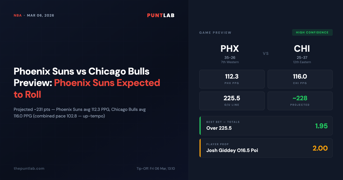 PuntLab NBA preview – Phoenix Suns vs Chicago Bulls betting tips, odds and player props