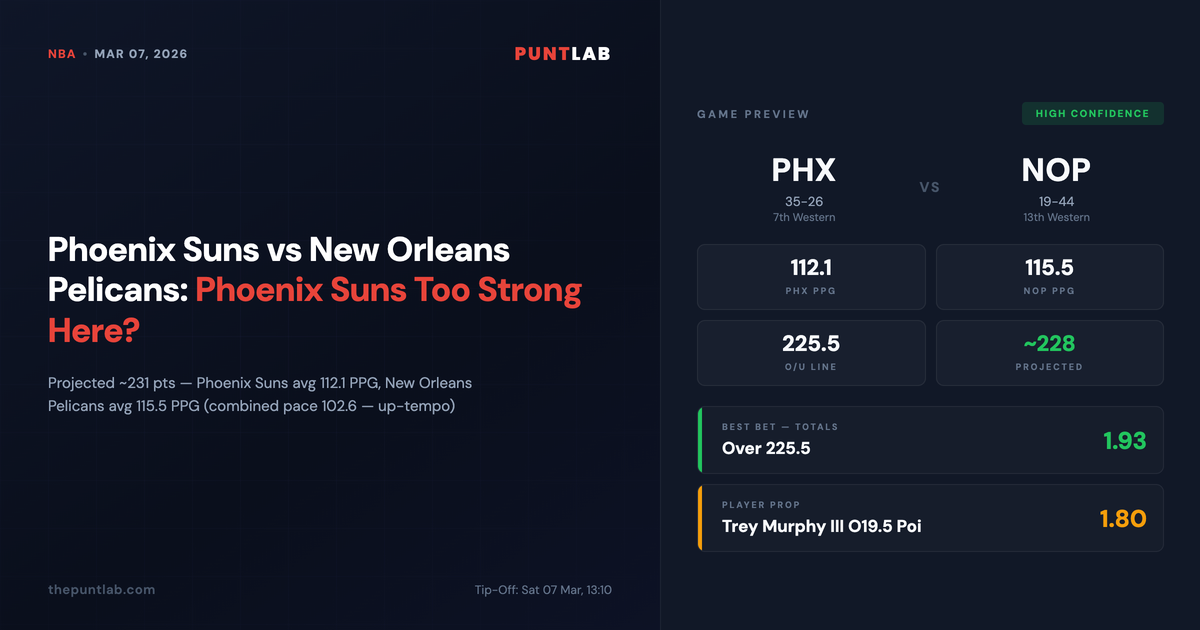 PuntLab NBA preview – Phoenix Suns vs New Orleans Pelicans betting tips, odds and player props