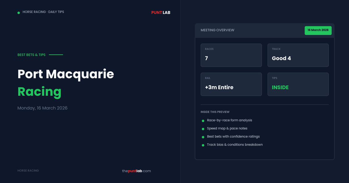 PuntLab Port Macquarie racing tips and best bets — Port Macquarie form guide Monday, 16 March 2026