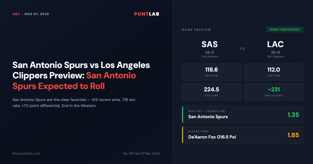 PuntLab NBA preview – San Antonio Spurs vs Los Angeles Clippers betting tips, odds and player props