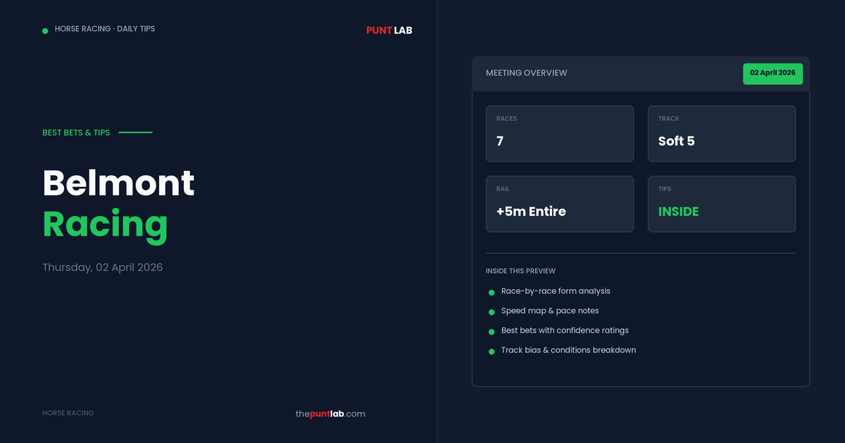 PuntLab Belmont racing tips and best bets — Belmont form guide Thursday, 02 April 2026