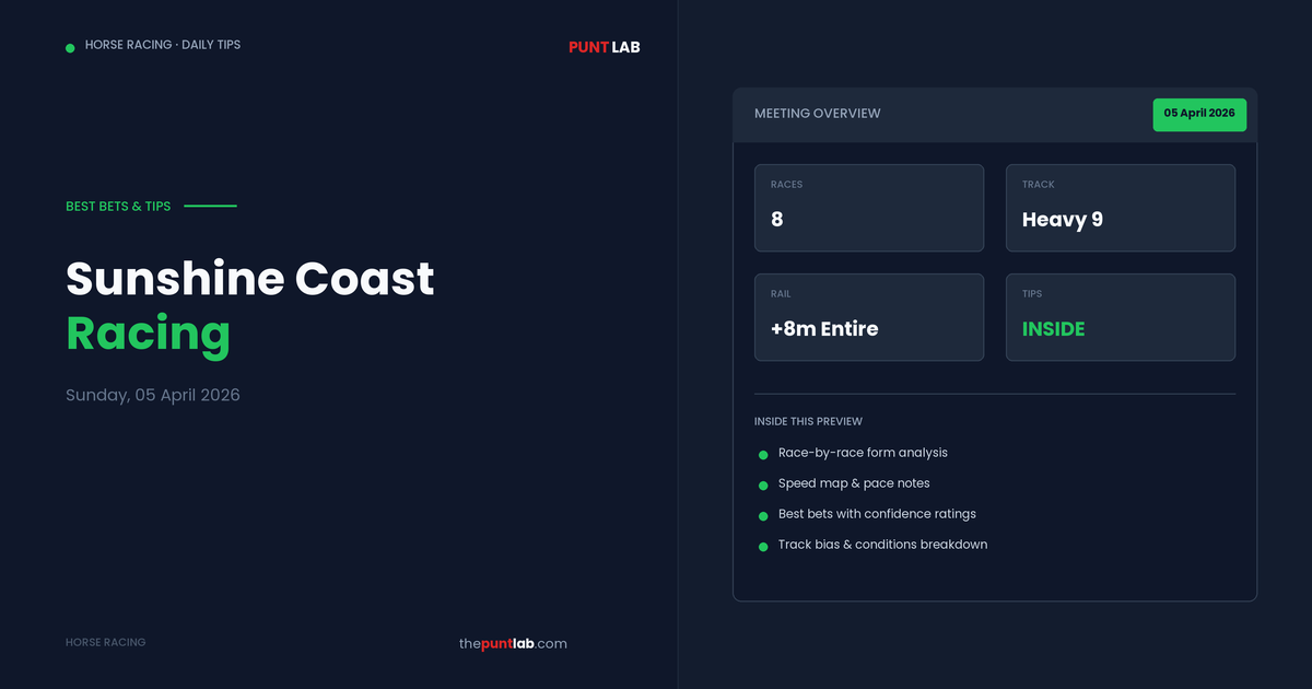 PuntLab Sunshine Coast racing tips and best bets — Sunshine Coast form guide Sunday, 05 April 2026